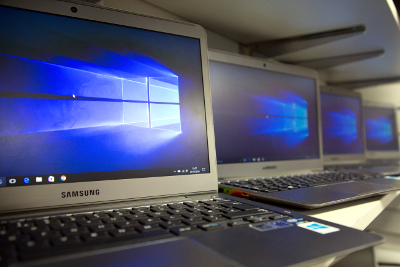 Photo of laptops on display in the Tech Store