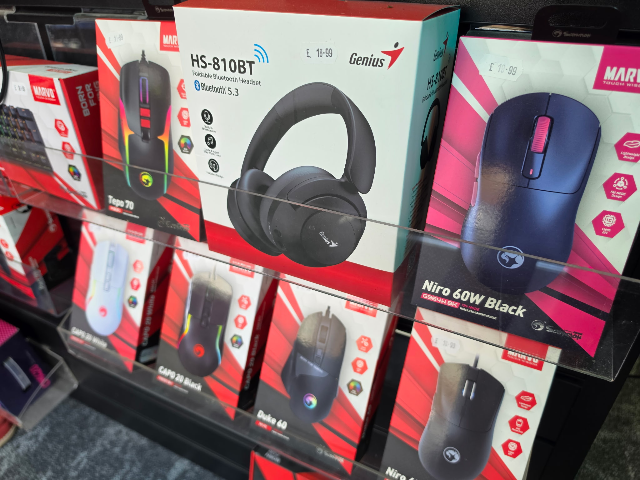 Selection of accessories including mouses and headsets